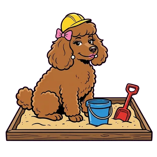 Poodle cartoon portrait of Sheryl Sandbox